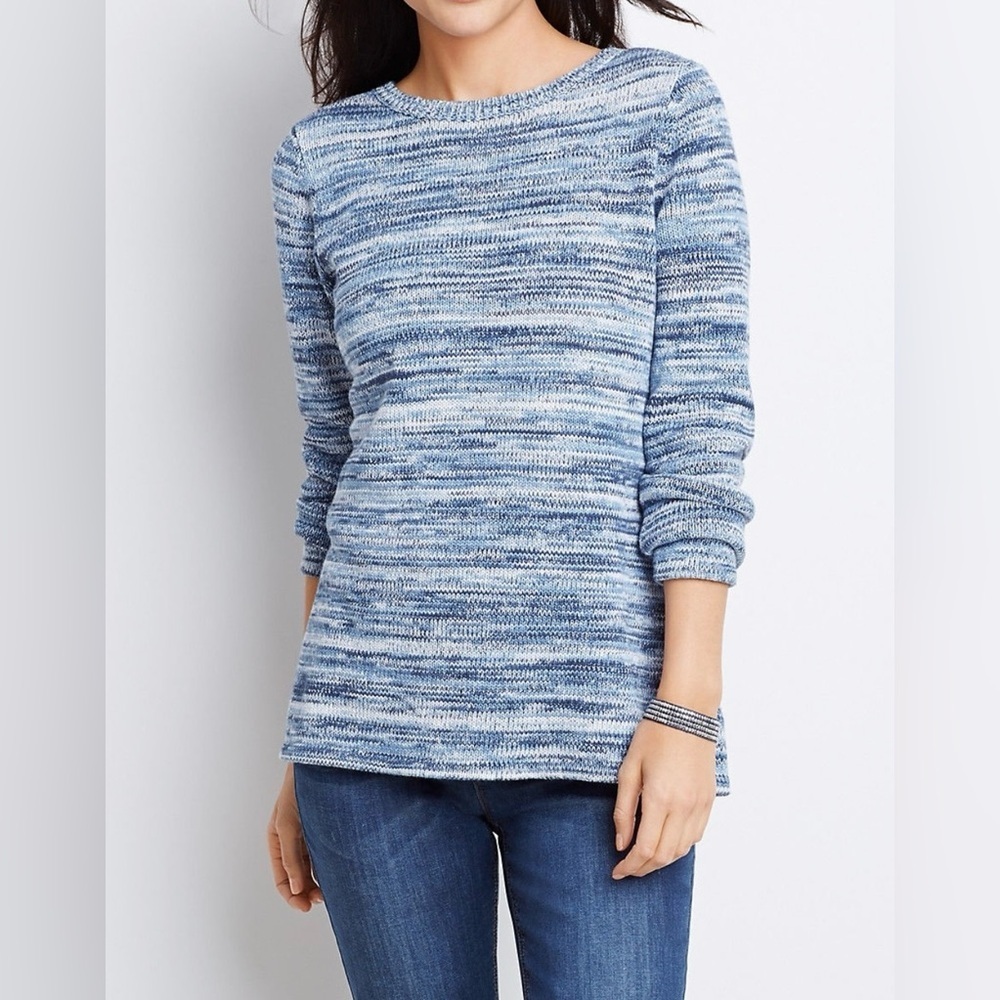 🛍️ John Paul Richard Women Blue Knitted Sweater Large Acrylic Pullover‎ Casual